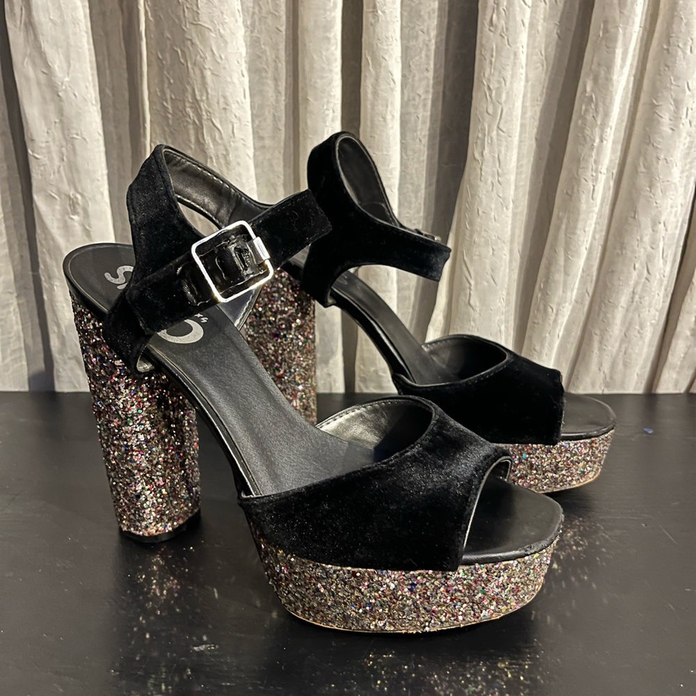 Sam Edelman Circus Velvet & Glitter platform heels